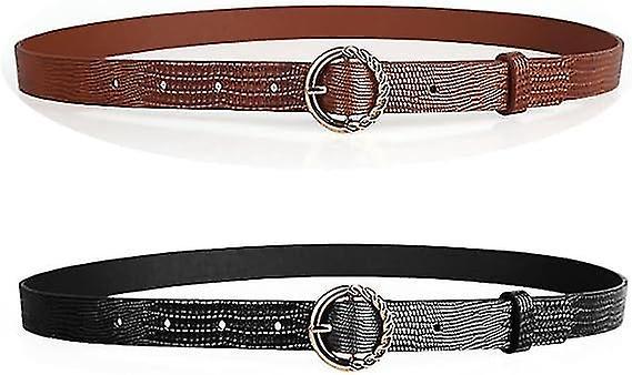 2 Pices Ceinture Femme En Anneau Torique, Ceinture En Faux Cuir, Ceinture Femme Fine, Elegant Ceinture Femme Pour Femme Fille Dame on Productcaster.