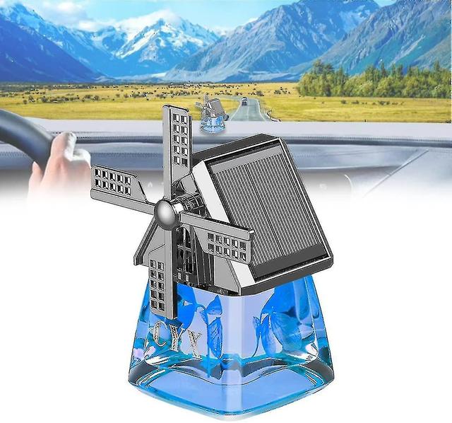 Car Air Fresheners, Solar Energy Car Fragrance Diffuser, Windmill Solar Energy Rotating Aromatherapy Car Air Freshener Blue on Productcaster.