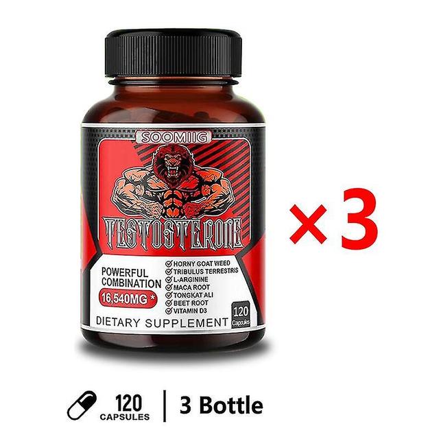 Huamade 8 i 1 Super Testad 16540 Mg med Tribulus L-arginin Maca Root Tongkat Ali Rödbetsrot Vitamin D3 - Energi Bygg Muskelstyrka 120 count-3 bottle on Productcaster.