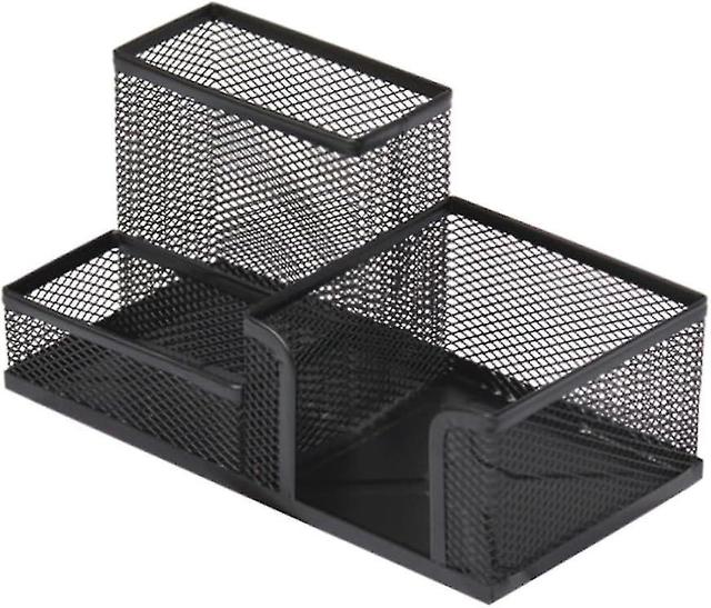 Black Portable Metal Net Stationery Pen Holder Box Desk Organizer on Productcaster.