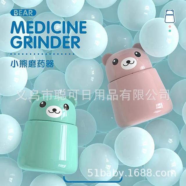 Pills Grinder Pill Mill Pill Crusher Grinding Device Bear Pattern For Crushes Small Or Large Pills Tablets Vitamins To Fine Powder Pink on Productcaster.