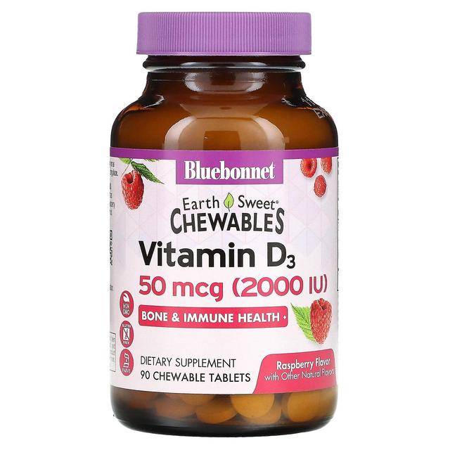 Bluebonnet Nutrition, EarthSweet Chewables, Vitamin D3, Raspberry, 2,000 IU, 90 Chewable Tablets on Productcaster.