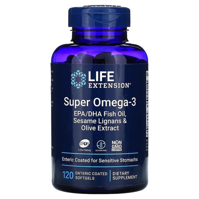 Life Extension Elämän pidentäminen, Super Omega-3, 120 enteropäällysteistä pehmeää geeliä on Productcaster.