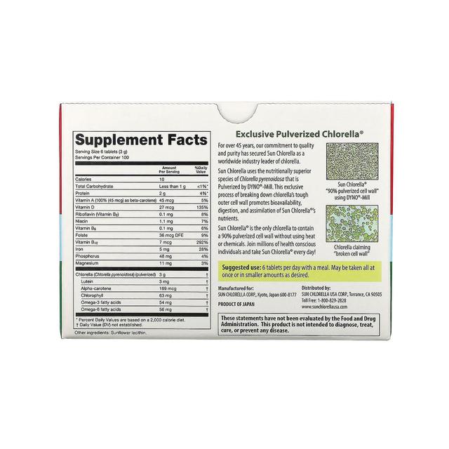 Sun-Chlorella Sun Chlorella, Chlorella, 500 mg, 600 Comprimidos on Productcaster.