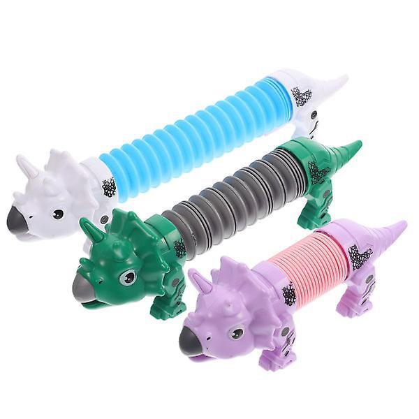 3pcs Artificial Dinosaur Toys Imitation Dinosaur Toys Plastic Dinosaur Playthings Dinosaur Telescopic Toys Assorted Color 16X6X5CM on Productcaster.