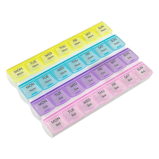 28 Compartments Fish Oil Rainbow Color 7 Days Large Capacity Moisture Resistant on Productcaster.