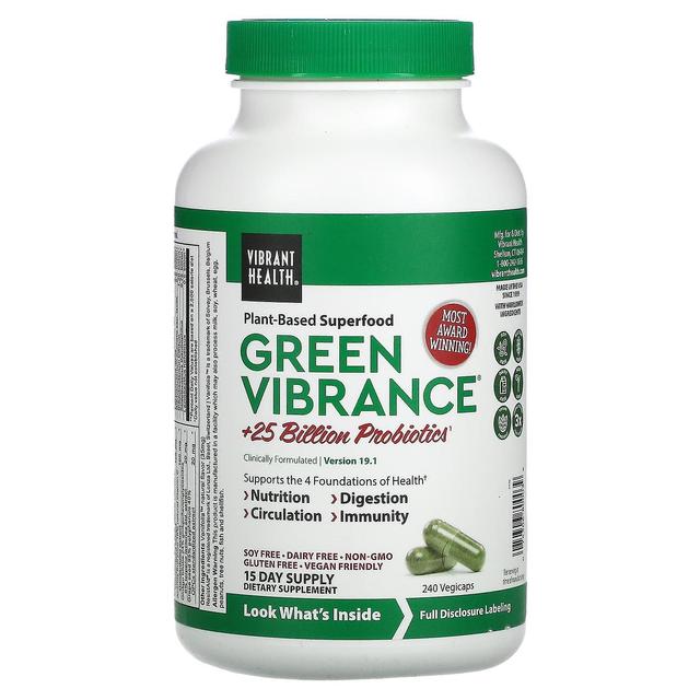 Vibrant Health, Green Vibrance, Versão 19.1, 240 Vegicaps on Productcaster.