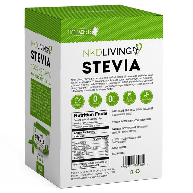 Nkd living stevia & erythritol sachets 100's on Productcaster.