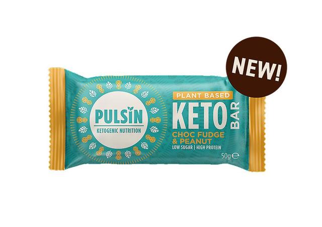 Pulsin plantebasert keto bar choc fudge og peanøtt 50g bar on Productcaster.