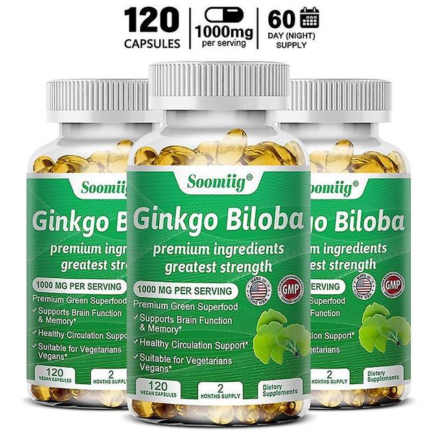 Vorallme soomiig ginkgo biloba extrakt, förbättrar hjärnan, minne, förbättrar cirkulationen, förbättrar kognitiv funktion, ökar energi 120count-3 b... on Productcaster.