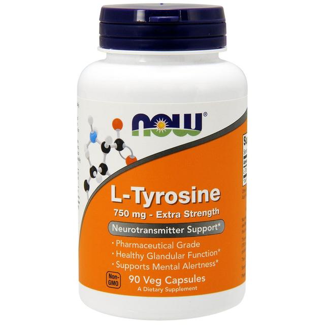 Now Foods, L-Tyrosine, Extra Strength, 750 mg, 90 Veg Capsules on Productcaster.