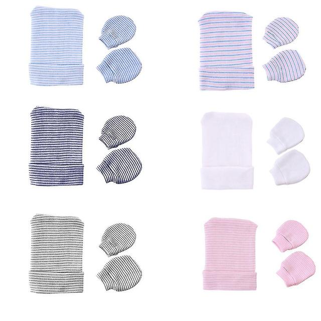 Bonnets de Naissance et Moufles de Protection Coton - 6 Pcs Bonnets Coordonns et 6Paires Mitaines Scratch de Protection Enfant Bb Fille Garon (0-6 on Productcaster.