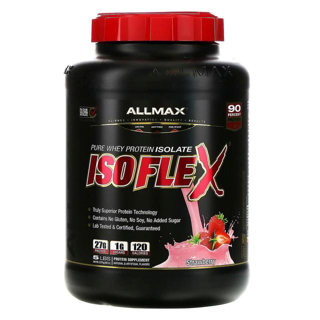 ALLMAX, Isoflex, isolato di proteine del siero di latte puro (filtrazione di particelle caricate di ioni WPI), fragola, 5 libbre. on Productcaster.