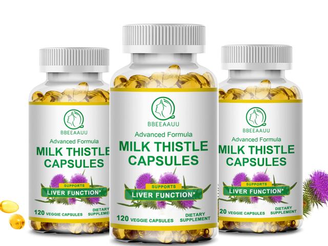 Eccpp Milk Thistle Capsules Detox Protect Liver & Cardiovascular Health Enhance Liver Function Reduce Blood Lipids & Cholesterol 3bottle x120pcs on Productcaster.