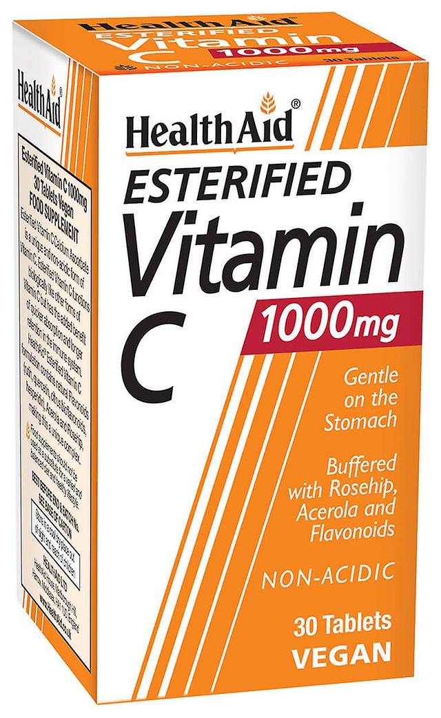 Health Aid Esterfied Vitamin C 1000mg, Calcium Ascorbate with Bioflavonoids, Acerola and Rosehip, 30 Vegan Tablets on Productcaster.