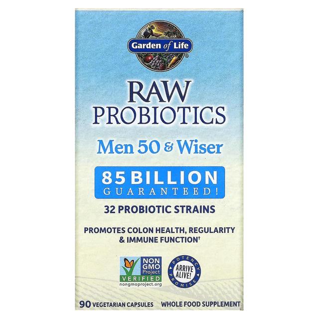 Garden of Life Elämän puutarha, RAW-probiootit, miehet 50 & viisaampi, 85 miljardia elävää kulttuuria, 90 kasviskapselia on Productcaster.