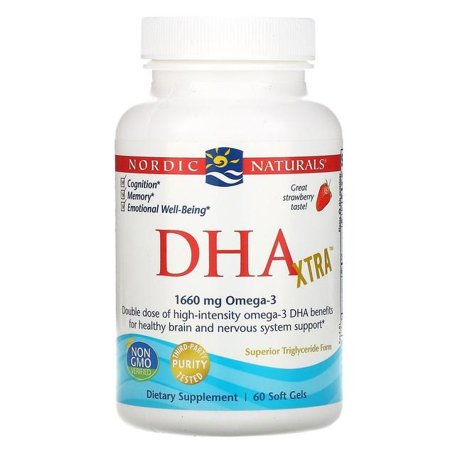 Nordic Naturals, DHA Xtra, Morango, 1.000 mg, 60 géis moles on Productcaster.