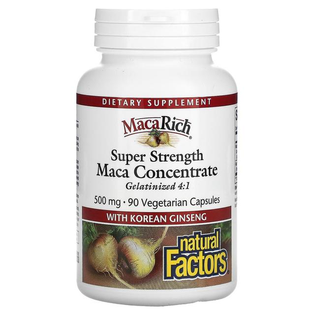 Natural Factors Fattori naturali, Maca Rich, Maca concentrato, Super Strength, 500 mg, 90 Capsule Vegetariane on Productcaster.