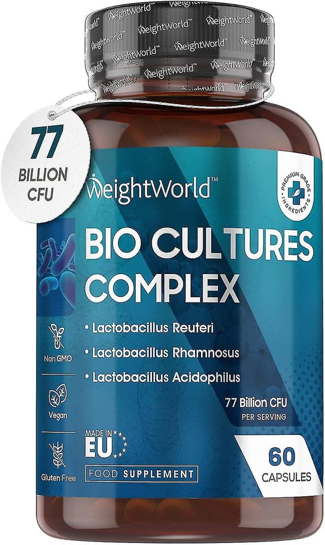 Bio Cultures Complex Probiotics and Prebiotics - 77 Billion CFU - 20 Live Bacterial Cultures - 60 Probiotic Complex Capsules for unisex on Productcaster.