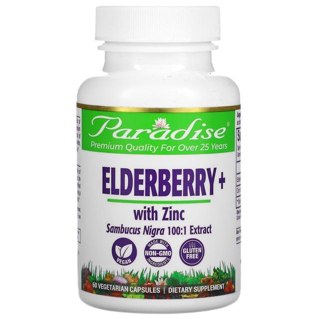 Paradise Herbs, Earth's Blend, Elderberry+ with Zinc, 60 Vegetarian Capsules on Productcaster.