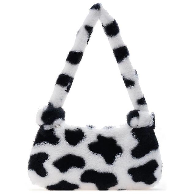 Mini Bolsas De Ombro Femininas Com Estampa De Vaca, Bolsas Axilas De Pelcia Padro Leopardo Zebra Sacolas Macias Bolsas Pequenas, Moda Inverno Cow P... on Productcaster.