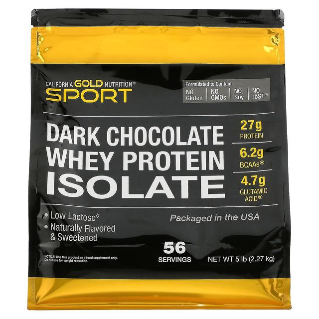 California Gold Nutrition, SPORT - Dark Chocolate Whey Protein Isolate, 5 lbs (2.27 kg) on Productcaster.