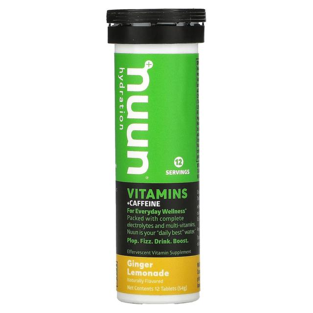 Nuun, Hydration, Vitamins + Caffeine, Effervescent Vitamin Supplement, Ginger Lemonade, 12 Tablets on Productcaster.