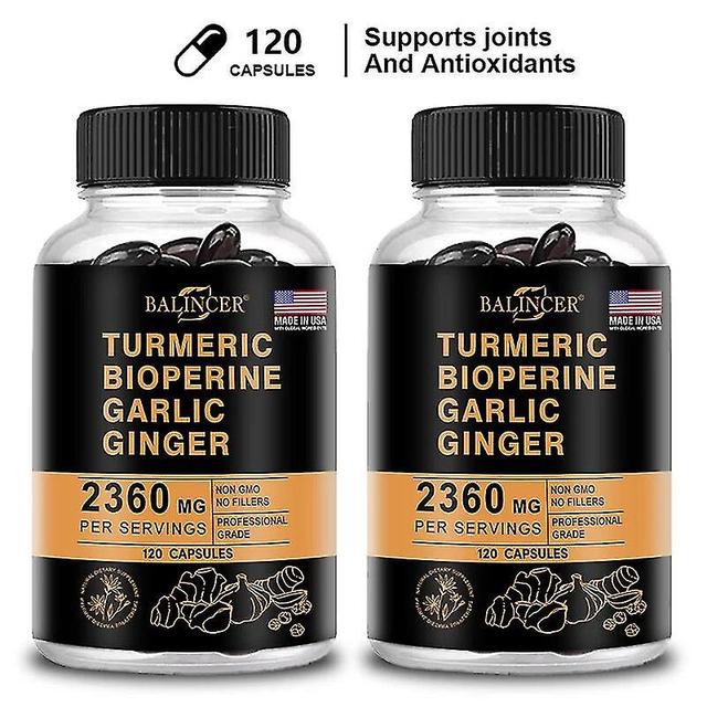 Gaoxing 4-in-1 Turmeric Ginger Supplement With Pepperin 2360 Mg With Garlic Curcumin Black Pepper, For Joint, Digestive & Immune Support 120 count ... on Productcaster.