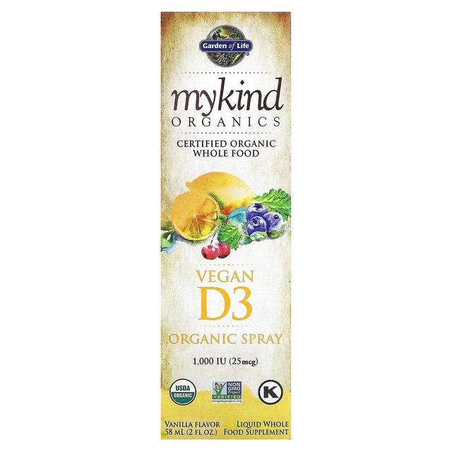 Garden of Life, MyKind Organics, Vegan D3 Organic Spray, vanilja, 25 mcg (1 000 IU), 2 fl oz (58 ml) on Productcaster.