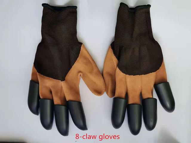 Duqi Digging gloves, gardening, dipping, labor protection, paws, garden planting, vegetable, flower, weeding protection 8 claws-coffee on Productcaster.