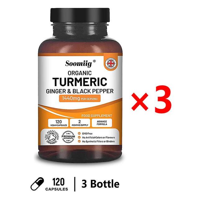 Vorallme Organic Turmeric And Black Pepper Capsules,joint Pain Relief Knee Pain Joint Health Bone Supplement Enhance Overall Health 120capsule-3 bo... on Productcaster.