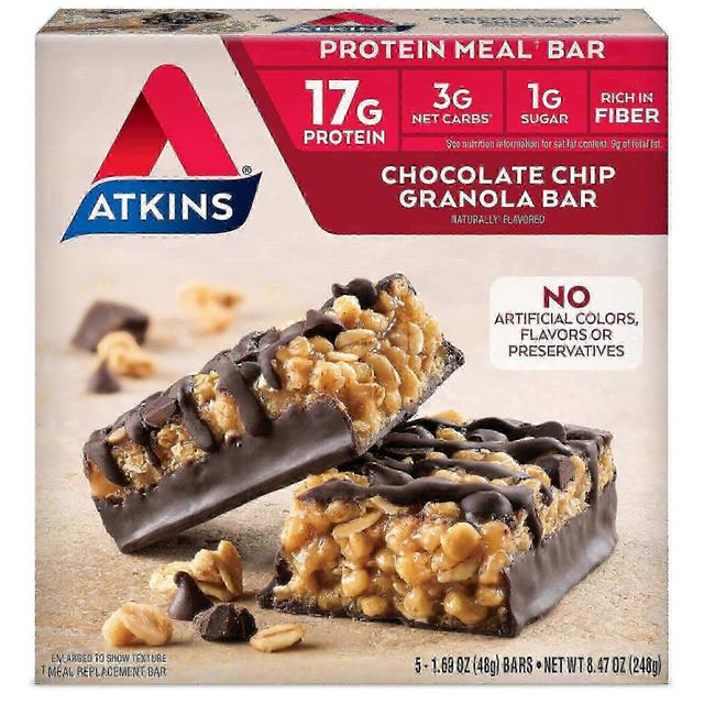 Barras de farinha de proteína Atkins, chip de chocolate & granola, 5 ea on Productcaster.