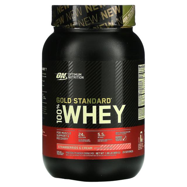 Optimum Nutrition Optimal näring, Gold Standard 100% vassle, jordgubbar och grädde, 1.98 lb (899 g) on Productcaster.