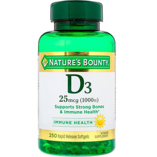 Natures Bounty Nature's Bounty, D3, 25 mcg (1000 IE), 250 Softgels med hurtig frigivelse on Productcaster.