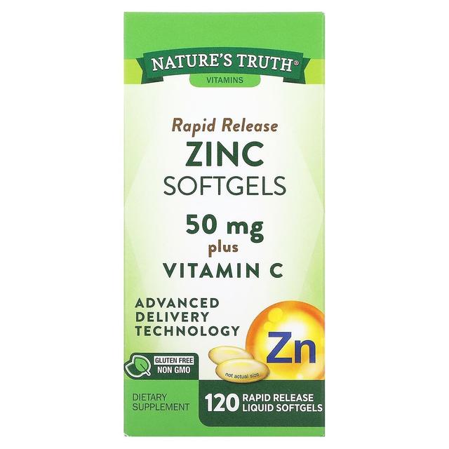 Nature's Truth, Rapid Release Zinc Plus Vitamin C, 50 mg, 120 Rapid Release Liquid Softgels on Productcaster.