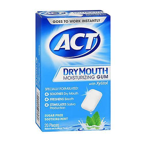 ACT Actúe la boca seca Goma hidratante con xilitol sin azúcar Calmante menta, 20 cada uno (Pack de 1) on Productcaster.