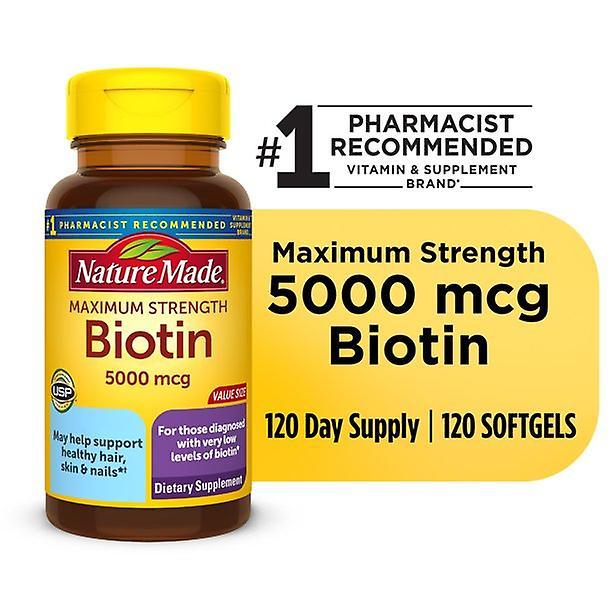 Nature made maximum strength biotin 5000 mcg softgels, 120 count on Productcaster.