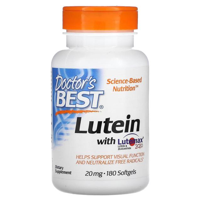 Doctor's Best Läkarens bästa, Lutein med Lutemax 2020, 20 mg, 180 Softgels on Productcaster.