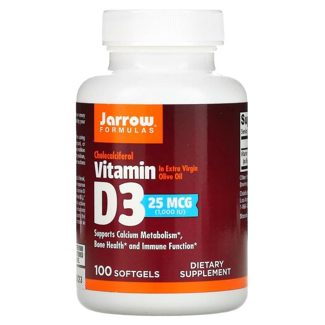 Jarrow Formulas Jarrow Formler, Vitamin D3, Cholecalciferol, 25 mcg (1,000 IE), 100 Softgels on Productcaster.