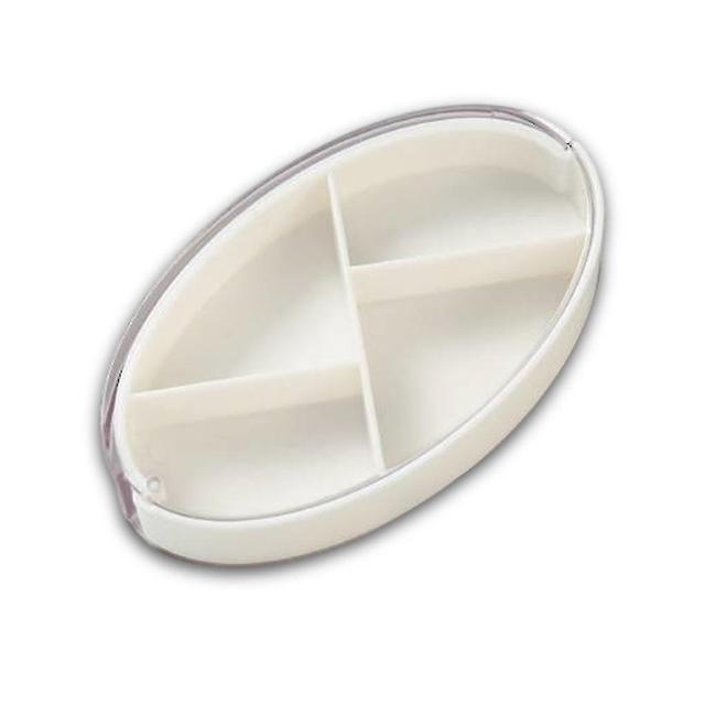 Pill Box Portable Rotatable 4 Lattices Tablet Sealed Dispenser Sugar White on Productcaster.