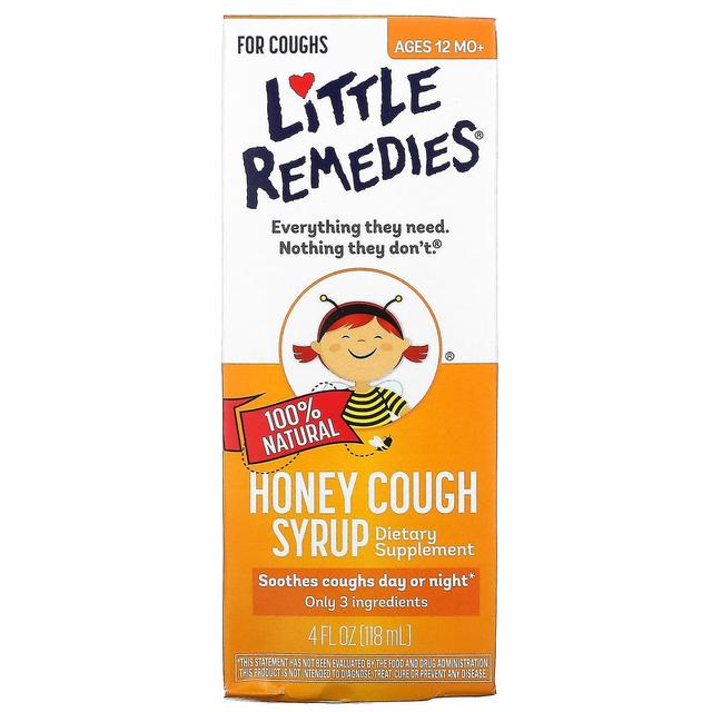 Little Remedies Pequenos remédios, 100% Natural Honey Cough Syrup, Idades 12 Mês +, 4 fl oz (118 ml) on Productcaster.