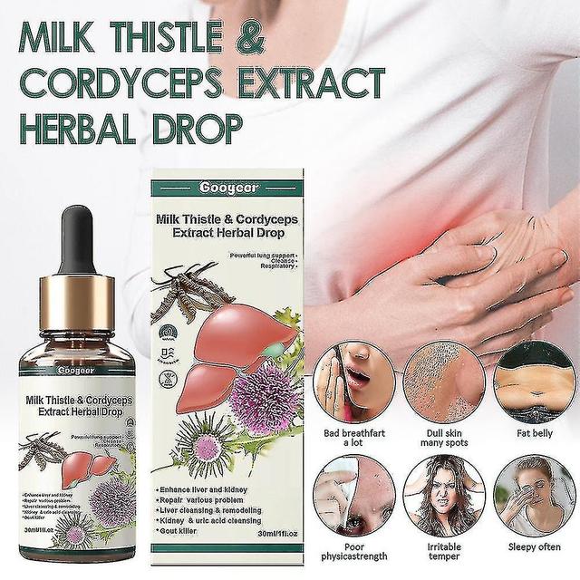 1/2pcs Milk Thistle Cordyceps Liquid Drops, Liver Support For Liver And Kidney Cleanse Detox Repair, on Productcaster.