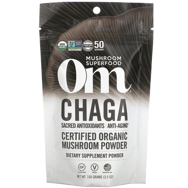 Om Mushrooms Om Pilze, zertifiziertes Bio-Pilzpulver, Chaga, 3,5 oz (100 g) on Productcaster.