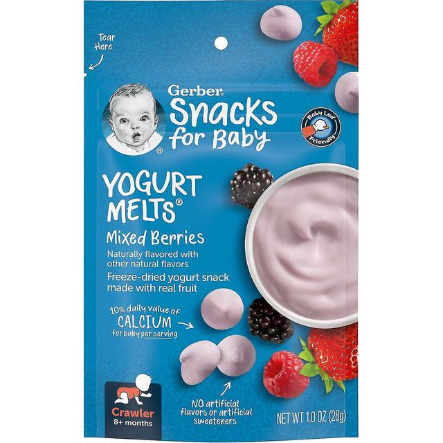 Gerber, Snacks til baby, yoghurt smelter, 8+ måneder, blandede bær, 1 oz (28 g) on Productcaster.