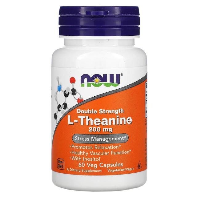 NOW Foods, L-Theanine, Double Strength, 200 mg, 60 Veg Capsules on Productcaster.