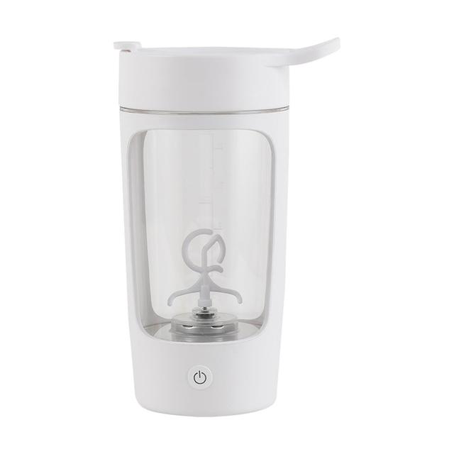 Portable Automatic Protein Shaker Bottle Sports Water Bottle Shaker Tool White on Productcaster.