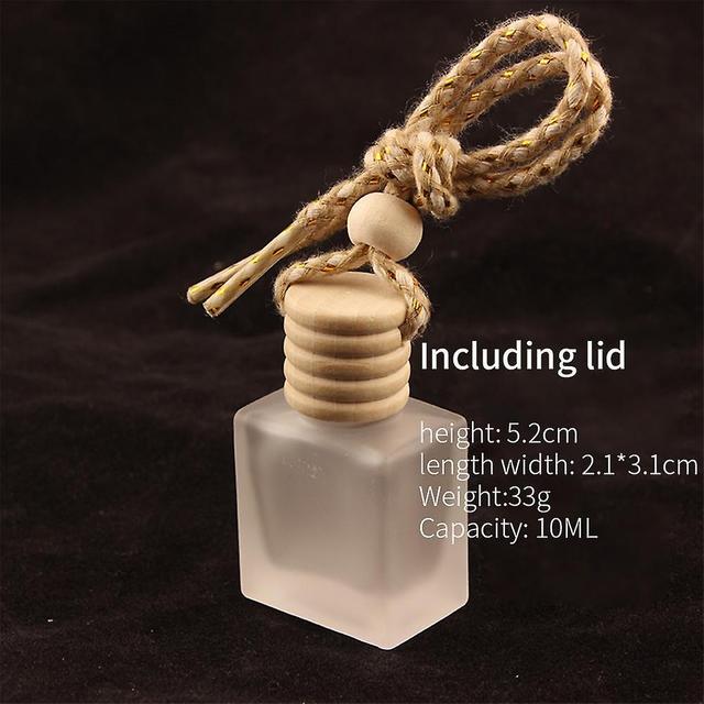 1pc Bil 8ml hængende tomt glas parfume flasker Vedhæng bil ornament Auto flad firkantet frostet Gold Wire Rope on Productcaster.