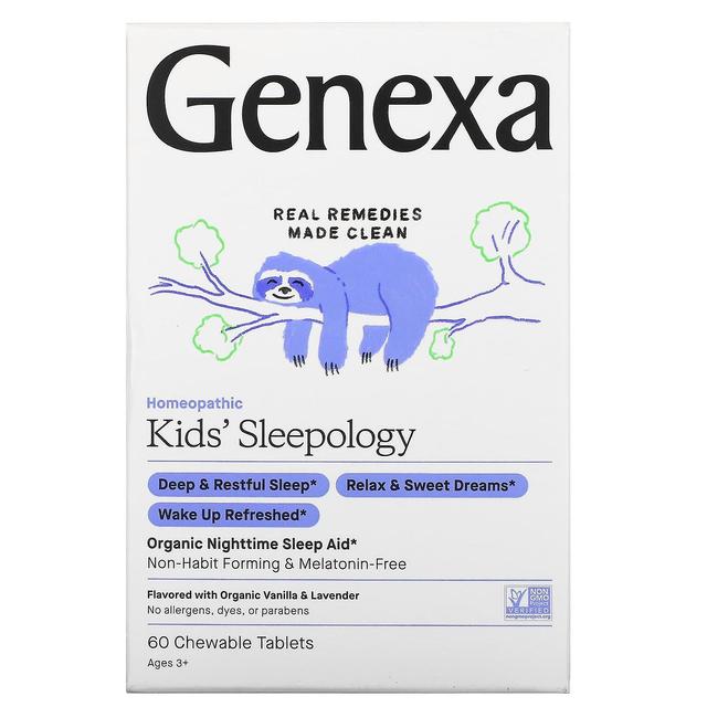 Genexa LLC, Kids' Sleepology, Organic Nighttime Sleep Aid, Ages 3+, Vanilla & Lavender, 60 Chewable on Productcaster.