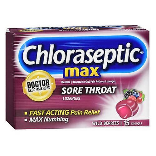 Chloraseptic Chloraseptisk Max ondt i halsen Sugetabletter, Vilde Bær 15 hver (Pakke med 1) on Productcaster.