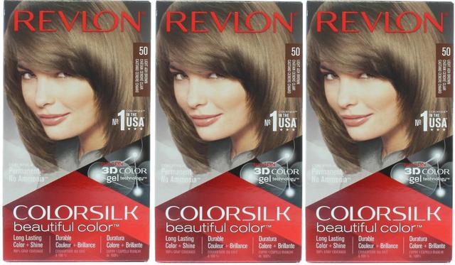 3 x Revlon Colorsilk Permanent Hair Colour - 50/5A Light Ash Brown on Productcaster.